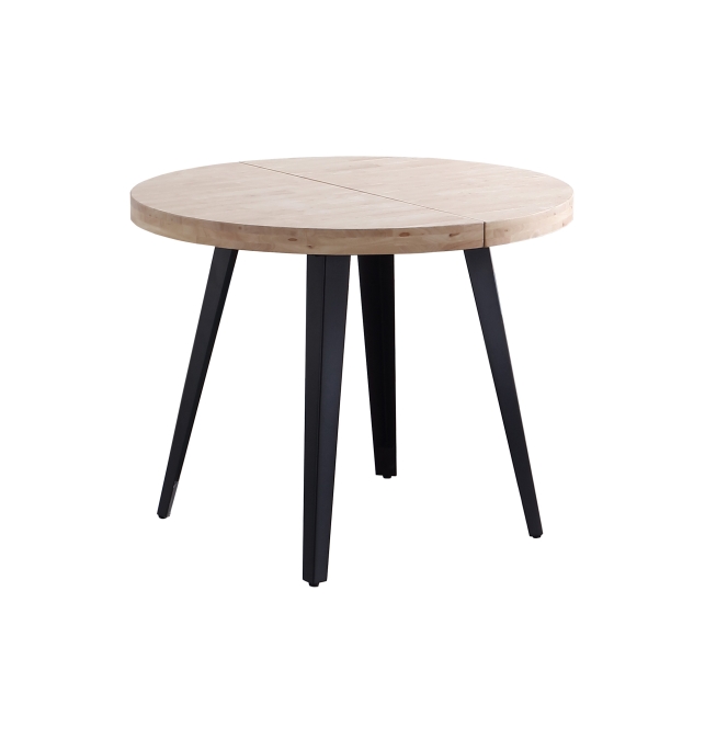 Mesa Comedor Redonda Extensible Rapallo - 100/140/180 cm - Roble Nordish / Negro