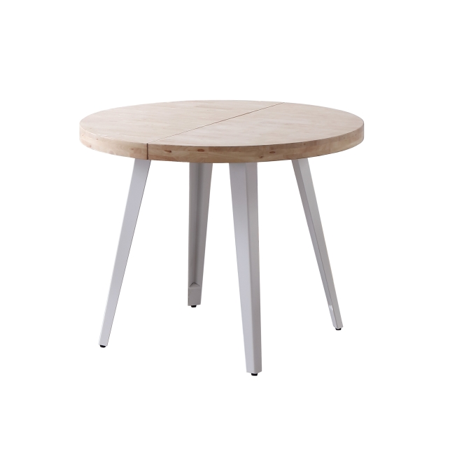 Mesa Comedor Redonda Extensible Alba - 100/140/180 cm - Roble Nordish / Blanco