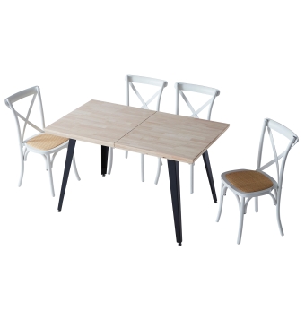 Mesa Comedor Extensible Isernia - 140/180/220 x 80 cm - Roble Nordish / Negro