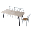 Mesa Comedor Extensible Isernia - 140/180/220 x 80 cm - Roble Nordish / Negro