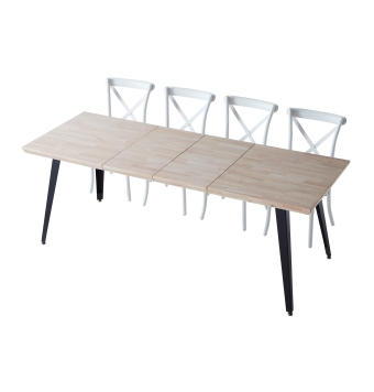 Mesa Comedor Extensible Isernia - 140/180/220 x 80 cm - Roble Nordish / Negro