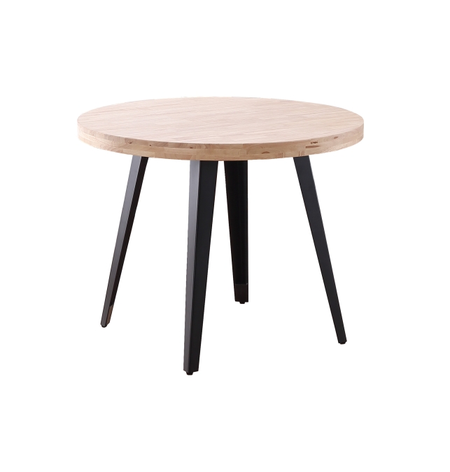 Mesa Comedor Redonda Fija Chieti - 100 cm - Roble Nordish / Negro