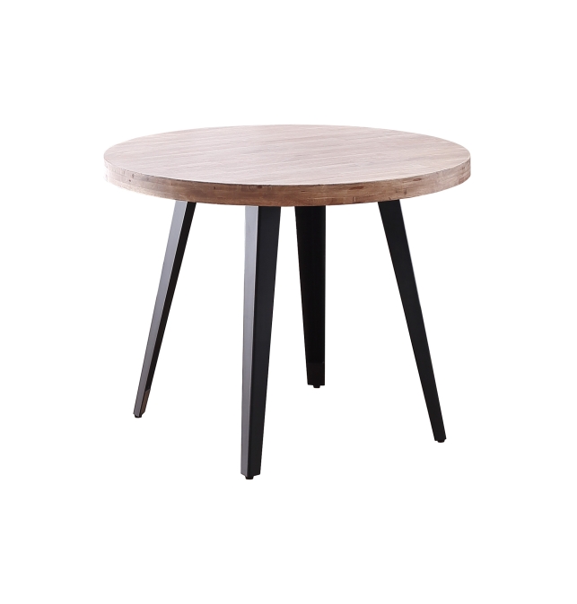 Mesa Comedor Redonda Fija Amalfi - 100 cm - Roble Honey / Negro