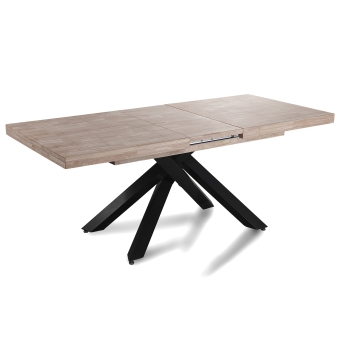 Mesa Comedor Extensible Ischia - 160/200/240 x 90 cm - Roble Honey / Negro
