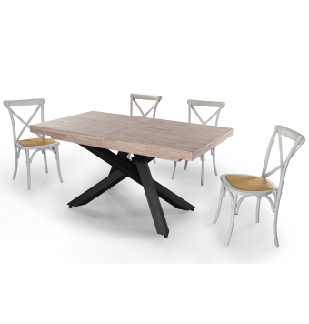Mesa Comedor Extensible Ischia - 160/200/240 x 90 cm - Roble Honey / Negro