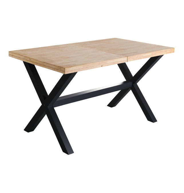 Mesa Comedor Extensible Policoro - 140/180/220 x 90 cm - Roble Nordish / Negro