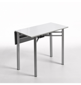 Mesa Manarola – Cristal y alas plegables, elegante y práctica