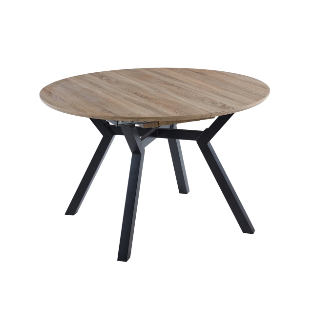 Mesa Comedor Redonda Extensible Siracusa - 120/160 cm - Oak / Negro