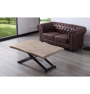 Mesa Centro Elevable Sassari - 120 x 80 cm - Roble Honey / Negro