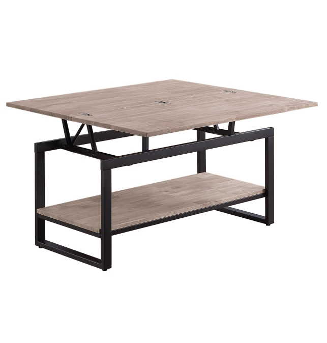 Mesa Centro Elevable y Extensible Erice - 100 x 45 cm - Roble Honey / Negro