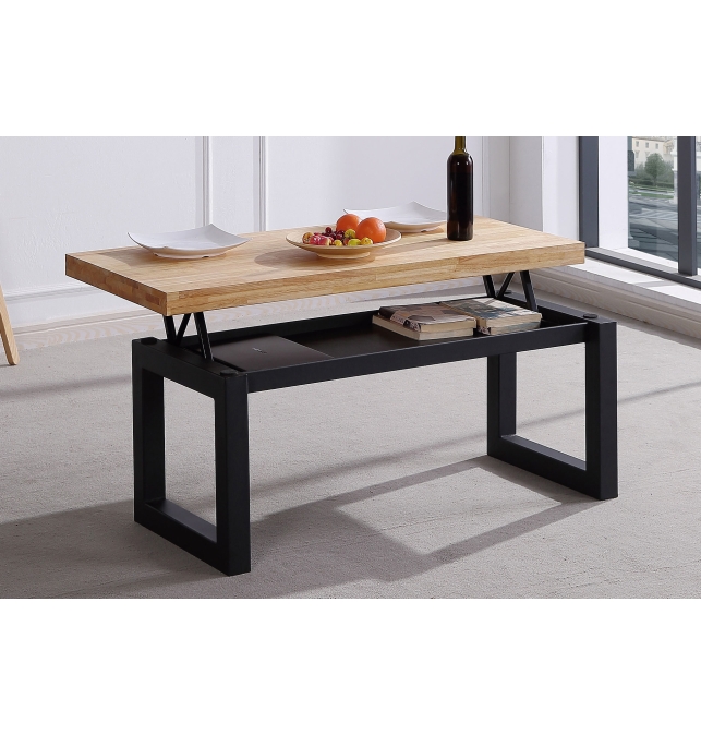 Mesa Centro Elevable Minori - 120 x 60 cm - Roble Nordish/ Negro