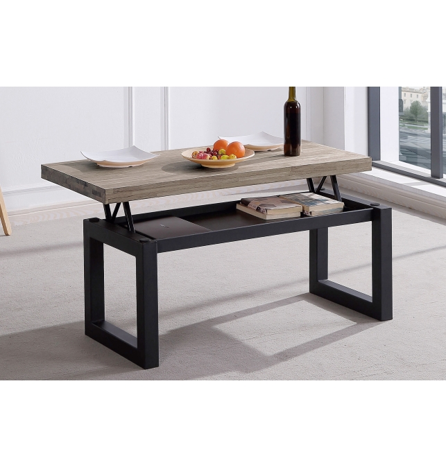 Mesa Centro Elevable Otranto - 120 x 60 cm - Roble American / Negro