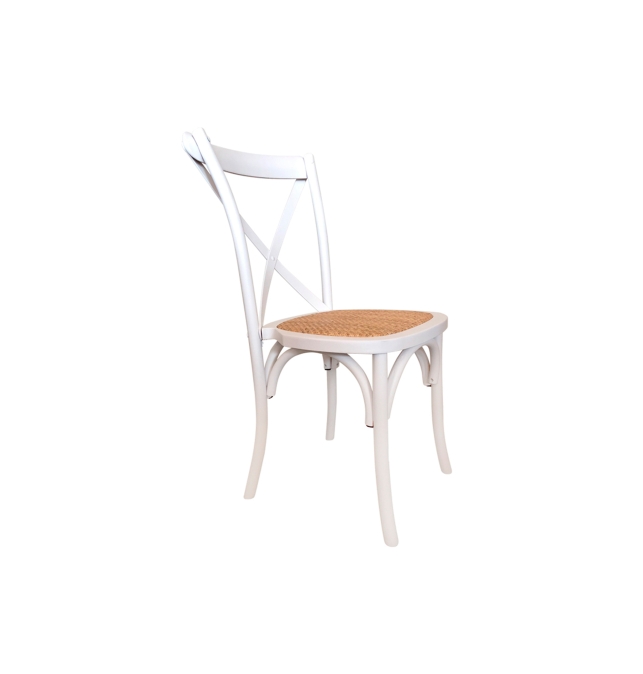 Silla Comedor Madera Messina - Blanco / Rattan