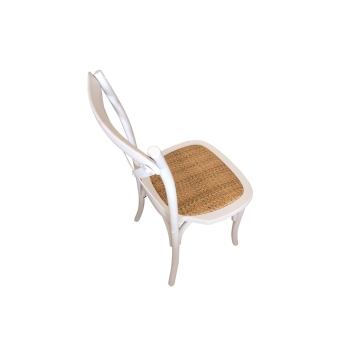 Silla Comedor Madera Messina - Blanco / Rattan