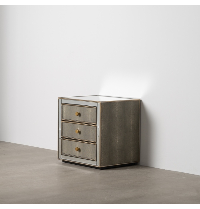 Mesita Espejo Orta - 51 x 41 x 51 cm -  Gris / Plata / Dm / Cristal
