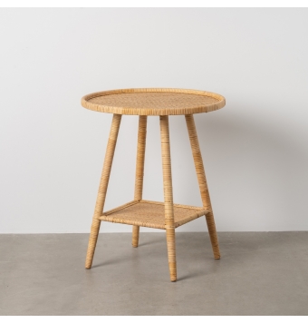 Mesa Auxiliar redonda de salón Vigna -  60 x 71 cm - Natural Ratán