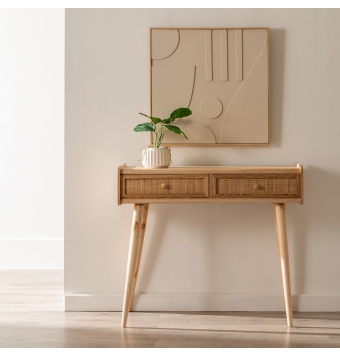 Consola Roca -  90 x 35 x 78 cm - Natural Madera Paulonia / Dm