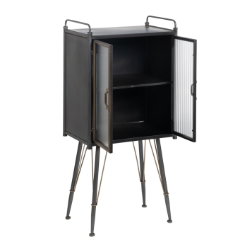Vitrina Noli - 58 x 40 x 120 cm - Negro / Oro / Metal / Cristal Brick