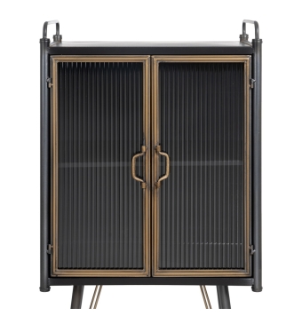 Vitrina Noli - 58 x 40 x 120 cm - Negro / Oro / Metal / Cristal Brick
