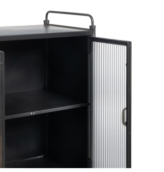 Vitrina Noli - 58 x 40 x 120 cm - Negro / Oro / Metal / Cristal Brick