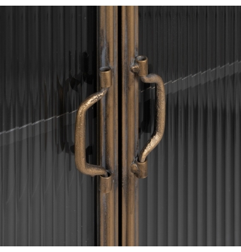 Vitrina Noli - 58 x 40 x 120 cm - Negro / Oro / Metal / Cristal Brick