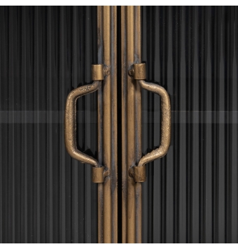 Vitrina Noli - 58 x 40 x 120 cm - Negro / Oro / Metal / Cristal Brick