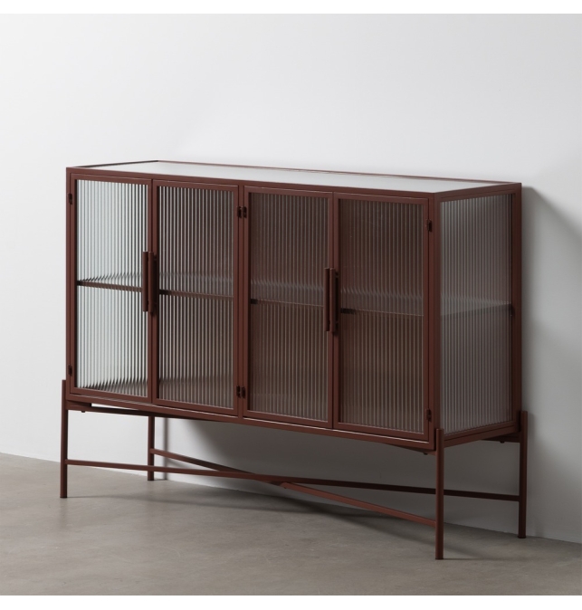 Aparador Todi - 120 x 35 x 85 cm - Teja / Metal / Cristal Aparador Todi - 120 x 35 x 85 cm - Teja / Metal / Cristal