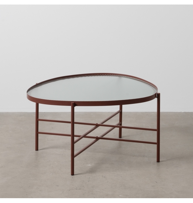 Mesa Centro Todi -  78 x 68 x 37 cm - Teja / Metal / Cristal
