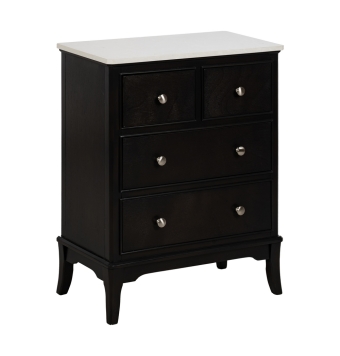 Cómoda Rimini -  60 x 33 x 75,50 cm - Negro / Mármol /Dm