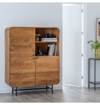 Armario Salón Udine - 110 x 40 x 140 cm - Natural / Madera de Mango