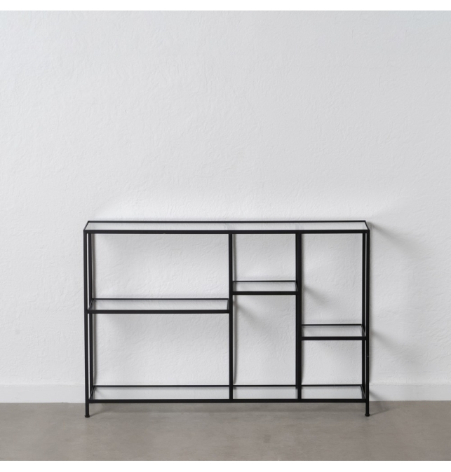 Estantería Vento -  110 x 26 x 74 cm - Negro Metal / Cristal