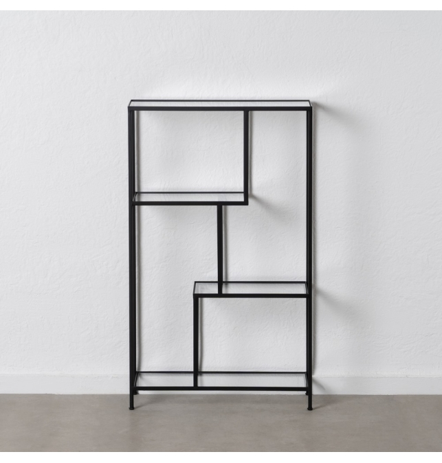Estantería Vento - 65 x 25 x 110 cm - Negro Metal / Cristal Estantería Vento - 65 x 25 x 110 cm - Negro Metal / Cristal